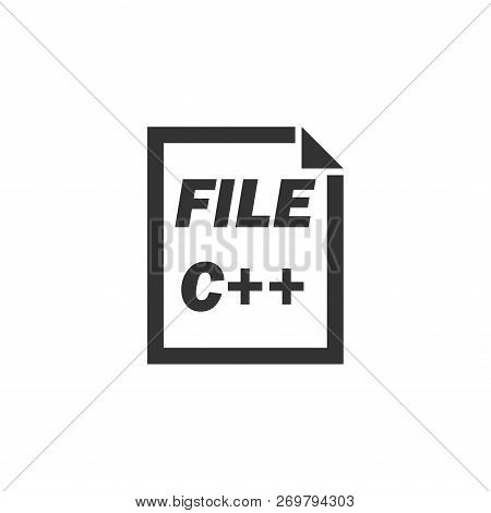 C Coding File. Black Icon Flat On White Background