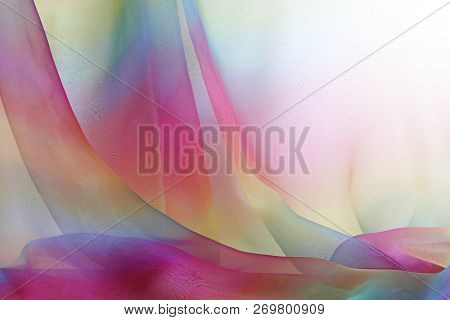 Cascading Rainbow Chiffon Background - Beautiful Cascades Of Rainbow Coloured Delicate Transparent C