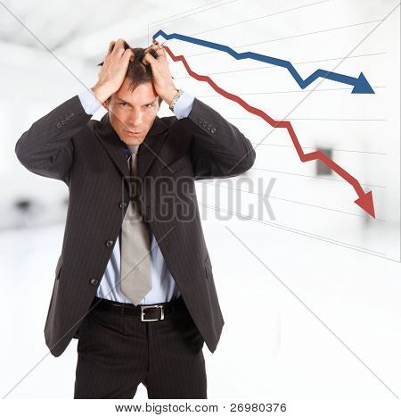Empresario desesperado, concepto de la crisis financiera
