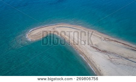Beach At Possidi Cape On The Kasandra Peninsula. Greece. Aerial View