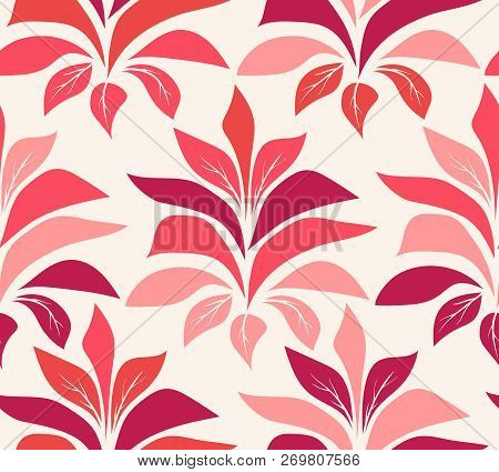 Vector Vintage Seamless Patttern With Red Poinsettia. Retro Seamless Christmas Patttern With Red Poi