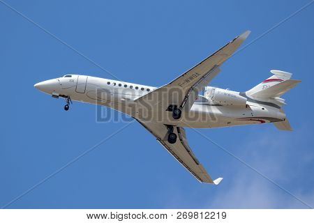 Paris, France - Jun 23, 2017: New Dassault Falcon 8x Business Jet Flying At The Paris Air Show 2017