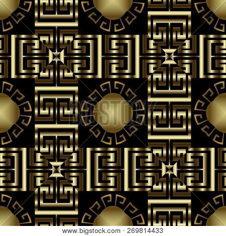 Modern Checkered Ornate Greek Vector Seamless Pattern. Ornamenta