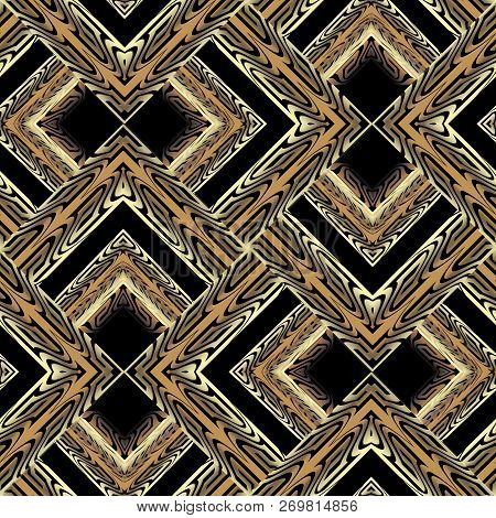 Modern Ornamental Gold 3d Greek Vector Seamless Patern. Zigzag G