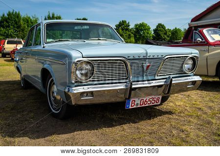 Paaren Im Glien, Germany - May 19, 2018: Compact Car Plymouth Valiant 200, 1966. Exhibition 