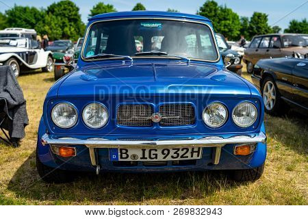 Paaren Im Glien, Germany - May 19, 2018: Supermini Morris Mini Minor Clubman, 1970. Exhibition 