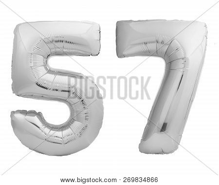 Silver Number57 Fifty Seven Made Of Inflatable Balloon