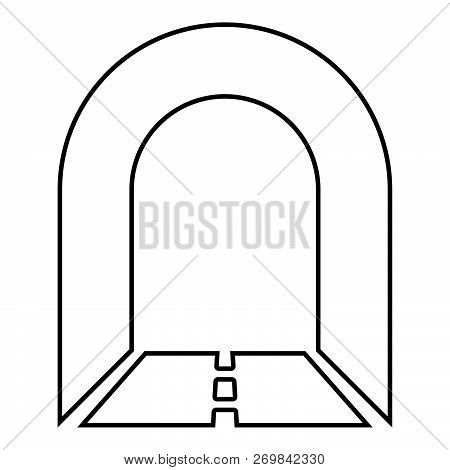 Subway Tunnel With Road For Car Icon Black Color Vector Illustration Flat Style Simple Image Outline