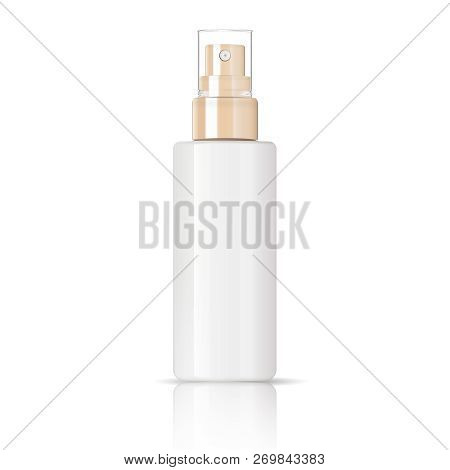 Cosmetic Glossy Plastic Or Glass Bottle With Dispenser Spray Pump. Sprayer Liquid Container For Gel,