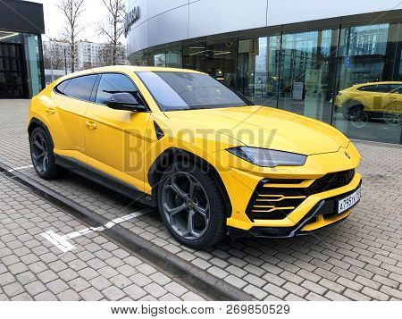Lamborghini Urus Super Suv In Street City. Russia, Saint-petersburg. 15 November 2018.