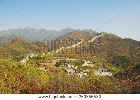 Great Wall Near Bejing In Sunny Day.