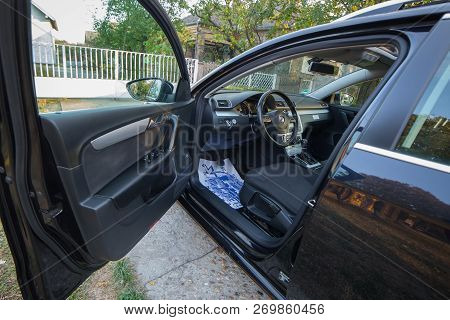 Belgrade, Serbia, October 14. 2018 : Passat B7 Blue Motion Front Seats And Steering Wheel