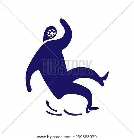Man Slipped Accident. Slippery Floor Road Vector Icon. Fall Falling Danger Accident Vector Sign. Ill