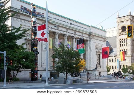 Montreal, Quebec, August 21, 2017 - Horizontal Of The Museum Of Fine Arts In Downtown Montreal