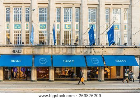 London. November 2018. A View Of The Heals Store On Tottenham Court Road In London