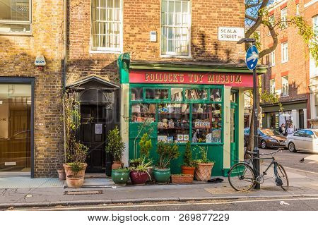 London. November 2018. A View Of Pollocks Toy Museum In London