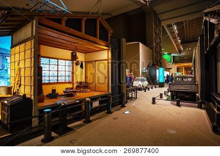 Tokyo, Japan - April 25 2018: Edo Tokyo Museum Permanent Exhibition Vividly Illustrates The Past Of