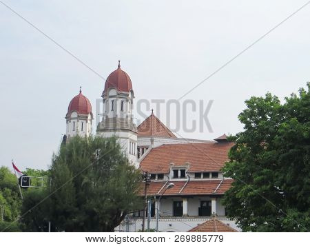 Semarang, Indonesia - October 29, 2018: Background Of Lawang Sewu As Seen From Pandanaran Street.