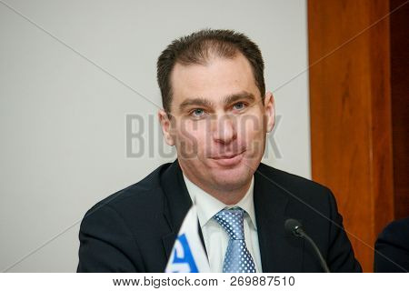 Moscow, Russia - February 25, 2010: Sap Russia Ceo Vladislav Martynov Make Speech At Sap Financial Y