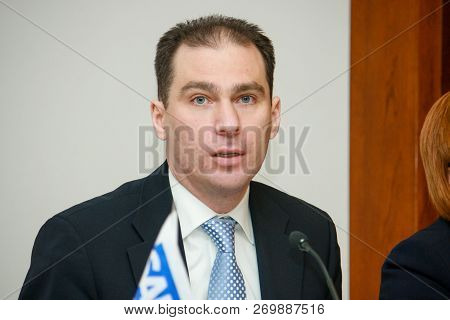 Moscow, Russia - February 25, 2010: Sap Russia Ceo Vladislav Martynov Make Speech At Sap Financial Y