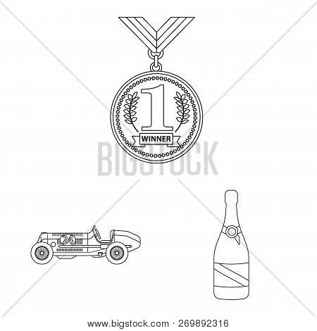 Vector Illustration Of Car And Rally Sign. Set Of Car And Race Stock Vector Illustration.