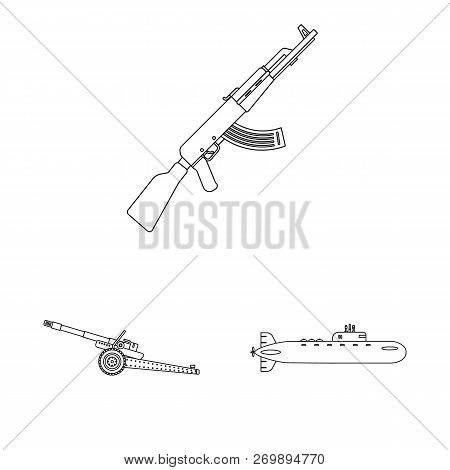 Vector Illustration Of Weapon And Gun Symbol. Set Of Weapon And Army Stock Vector Illustration.
