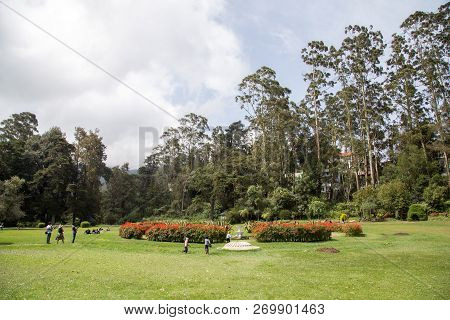 Nuwara Eliya, Sri Lanka - August 6, 2018:  People And Plants In The Public Victoria Park