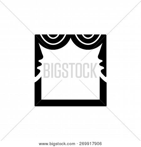 Vector Illustration Of Fabric Valance With  Symmetric Swags. Flat Icon Of Window Pelmet. Isolated Ob