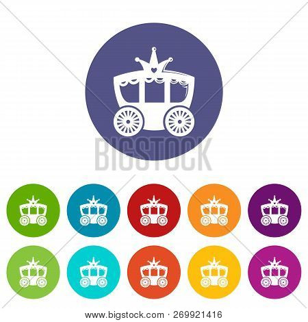Carriage Icons Color Set For Any Web Design On White Background