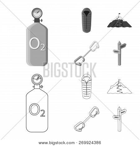 Isolated Object Of Mountaineering And Peak Logo. Collection Of Mountaineering And Camp Stock Vector 