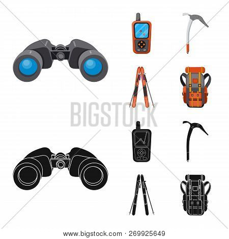 Vector Illustration Of Mountaineering And Peak Symbol. Collection Of Mountaineering And Camp Stock V
