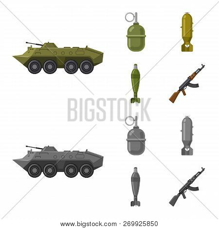 Vector Design Of Weapon And Gun Icon. Collection Of Weapon And Army Stock Symbol For Web.