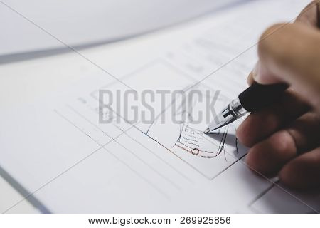 Storyboard Or Storytelling Drawing Creative For Movie Process Pre-production Media Films Script For 