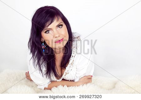 Beautiful Older Woman Smiling. Beauty, Fashion Shot. Advertising. Skin Care.