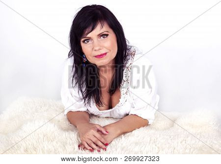 Beautiful Older Woman Smiling. Beauty, Fashion Shot. Advertising. Skin Care.