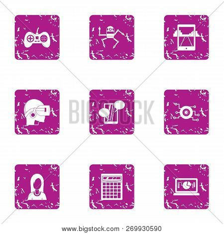 Matchup Icons Set. Grunge Set Of 9 Matchup Icons For Web Isolated On White Background