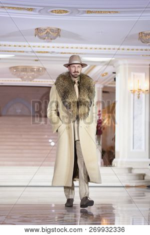 ST. PETERSBURG, RUSSIA - NOVEMBER 15, 2018: Fashion parade of Slava Zaitsev collection in the Hermitage hotel during Saint-Petersburg International Cultural Forum