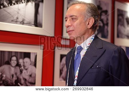 ST. PETERSBURG, RUSSIA - NOVEMBER 15, 2018: Pasquale Terracciano, Ambassador of Italy in Russia on the opening of photo exhibition during Saint-Petersburg International Cultural Forum