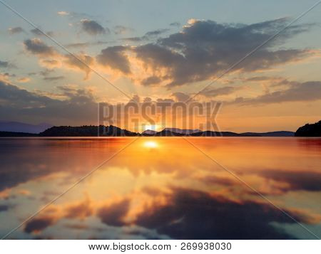 Sunrise on the bay of Nidri in Lefkas Ionian  island Greece