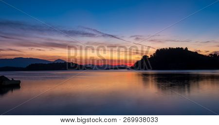 Sunrise on the bay of Nidri in Lefkas Ionian  island Greece
