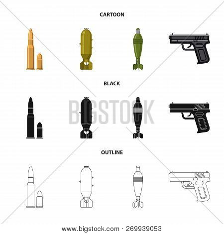 Vector Illustration Of Weapon And Gun Sign. Collection Of Weapon And Army Stock Vector Illustration.