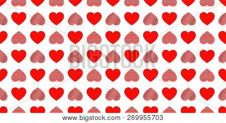 Valentines Day Background. Love Hearts Icons Seamless Pattern. Abstract Repeated Texture. Red Hearts