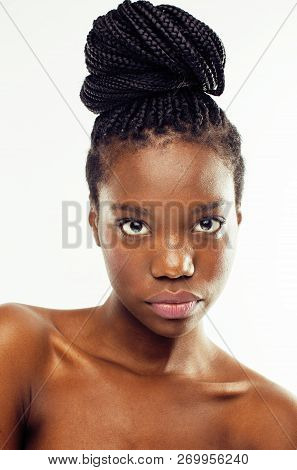 Young Pretty African American Woman Naked Taking Care Of Her Ski