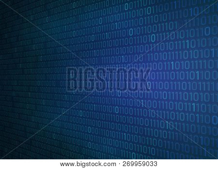 Abstract Of Binary Zero One Of Technology Gradient Blue Background, Vector Eps10