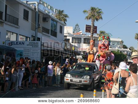 Paphos, Cyprus, May 29th, 2016: Traditional Flower Festival Anthestiria, Parade Along Poseidonos Ave