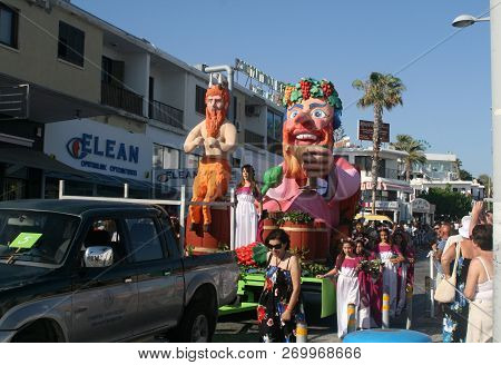 Paphos, Cyprus, May 29th, 2016: Traditional Flower Festival Anthestiria, Parade Along Poseidonos Ave