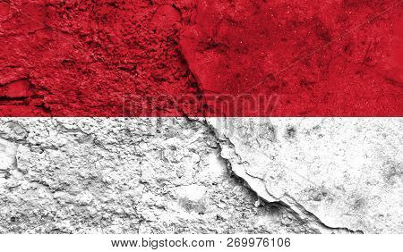 Flag Of Indonesia Closeup Painted On A Wall