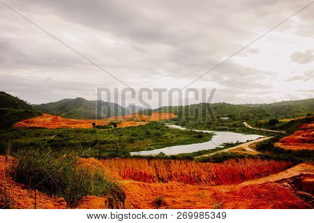 Red Ground Canyon Valley Hills In Brazil