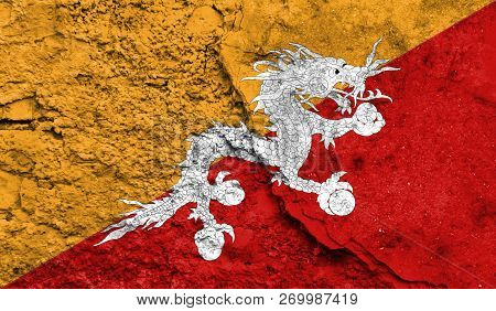 Flag Of Butane Closeup Painted On A Wall