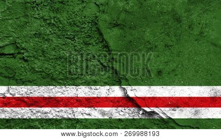 Flag Of Chechen Republic Of Ichkeria Closeup Painted On A Wall